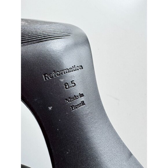 NWOB REFORMATION Gigi Black Leather Strappy Mid Heel Toe Thong Sandals, Size 8.5 - Picture 11 of 13